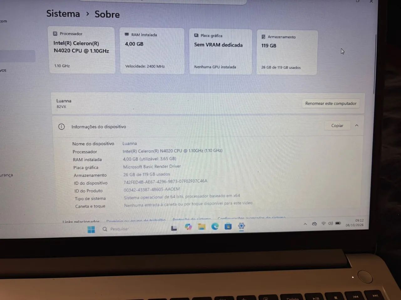 Notebook lenovo ideapad