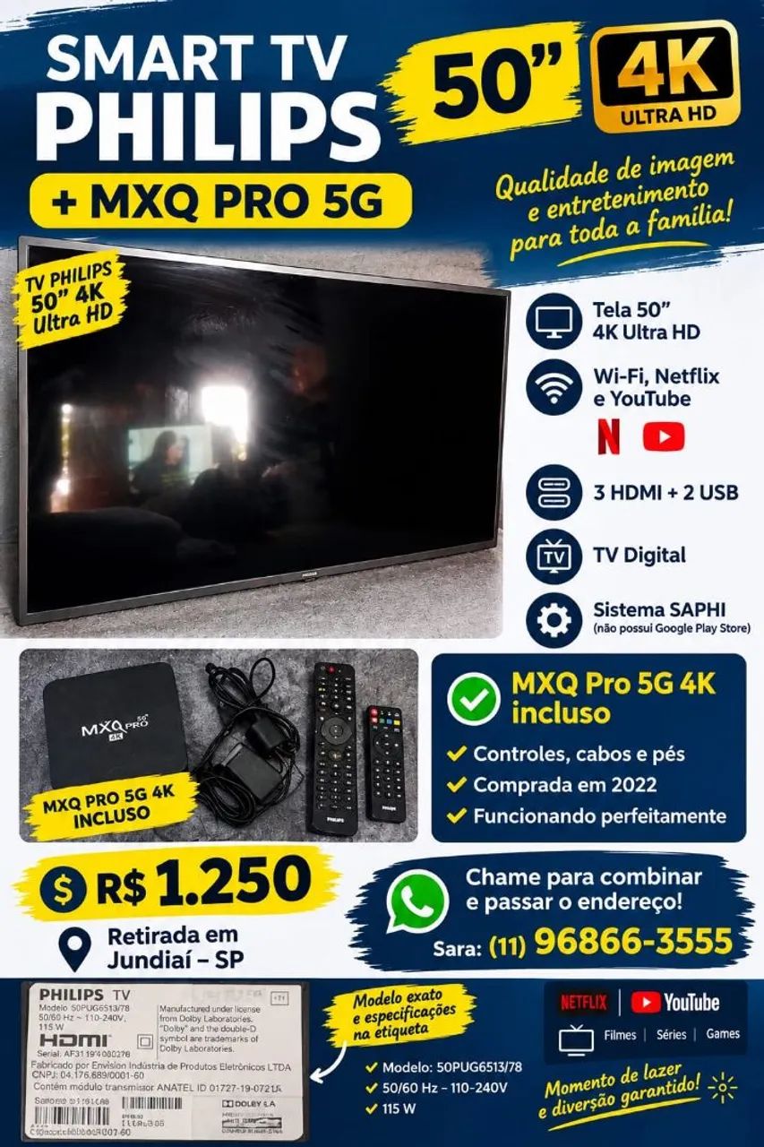 Smart tv Philips 50 polegadas