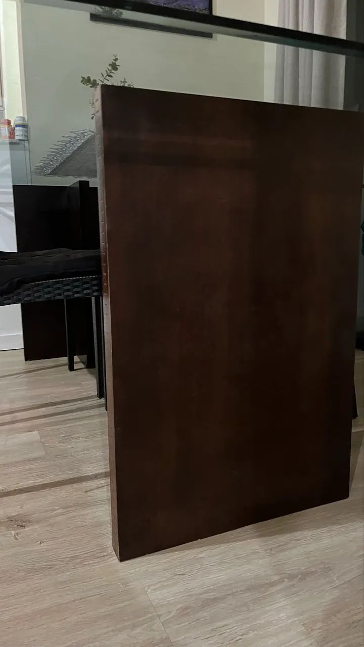 Mesa de Jantar com Tampo de Vidro e Base em Madeira / MDF (Apenas a Mesa) - Foto 3