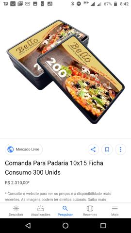 Comanda de consumo para restaurante bares padaria