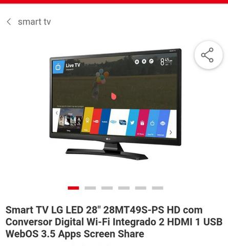 Tv LG Led 28 Smart 28MT49S-PS HD com Conversor digital WiFI