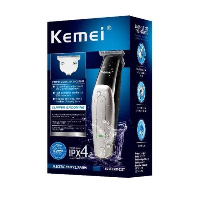 Maquina Acabamento Cabelo Barba Hair Kemei Sem Fio Km 3207 Aparador Pelos