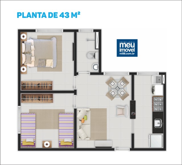 Apartamento para venda possui 43,56 a 46,86m². Com 2 quartos no Turu - São Luís - MA - Foto 13