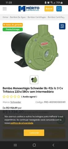 Bomba monoestagio Schneider trifásico 220v/380v