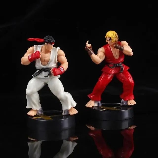  Bonecos Ryu e Ken do Game Street Fighter Miniaturas Figura 2pcs