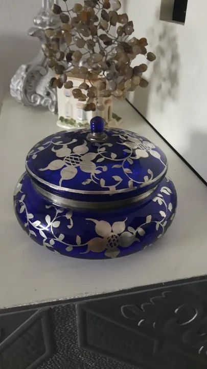 Bomboniery antigo vidro banhado a prata  - Foto 2