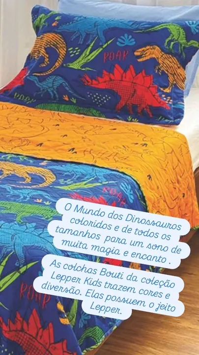 Colcha Cobre Leito Infantil Dinossauros - Dupla Face - Foto 4