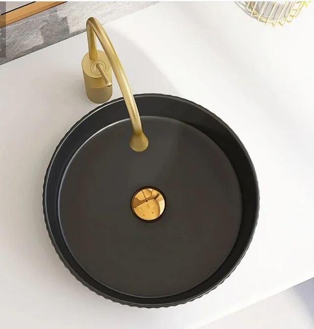 Cuba Evier Redonda Black Matte Preto Fosco 35x12 - Foto 3