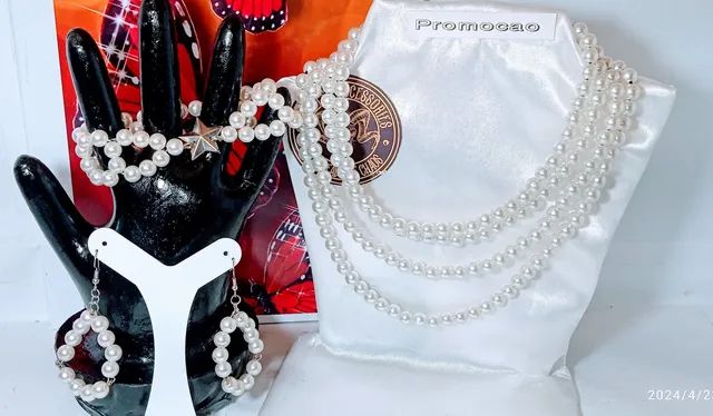 Conj Colar pérolas 4 em 1 + Pulseira+Brinco pra noiva ,debutante  - Foto 2