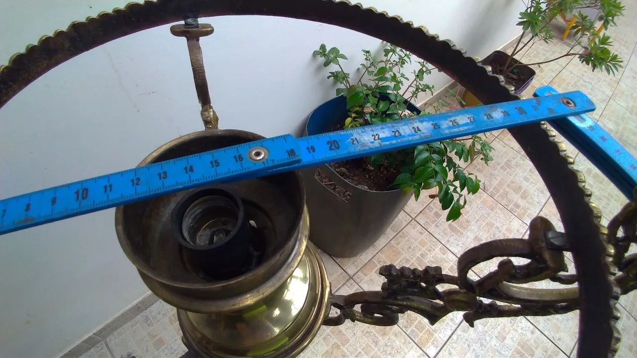 Lustre de  bronze Antigo   cúpula  - Foto 5