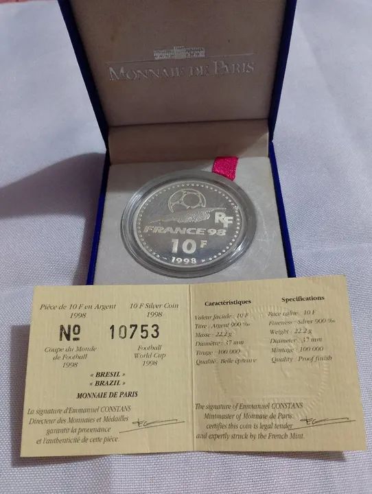 Moeda comemorativa da copa do mundo de futebol de 1998 