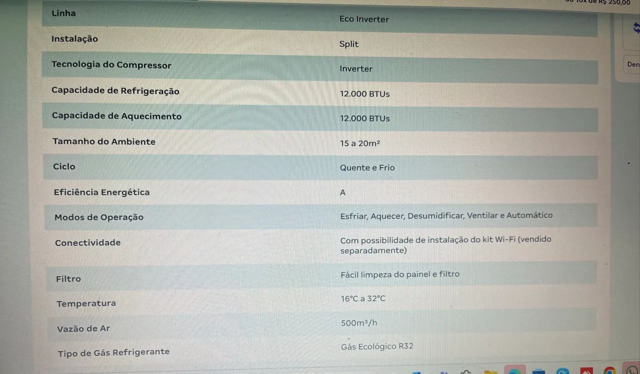 Ar condicionado Split 1200 btus inverter Philco quente e frio - 220volts - Foto 5