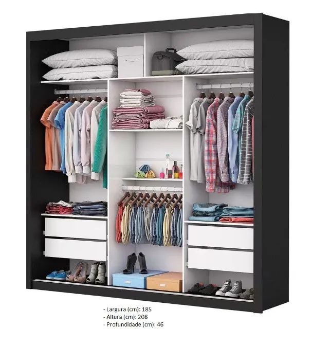 Guarda Roupa 3 Portas 4 Gavetas Espelho Novo Varios Modelos - Foto 2