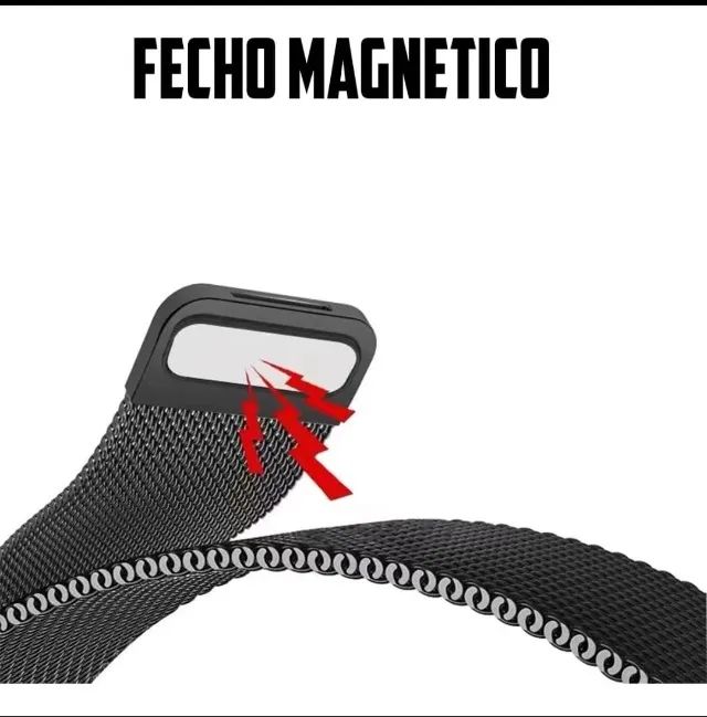 Pulseira Metal Aço milanesa 22mm e 20mm Cor Preto ou Dourado - Foto 4