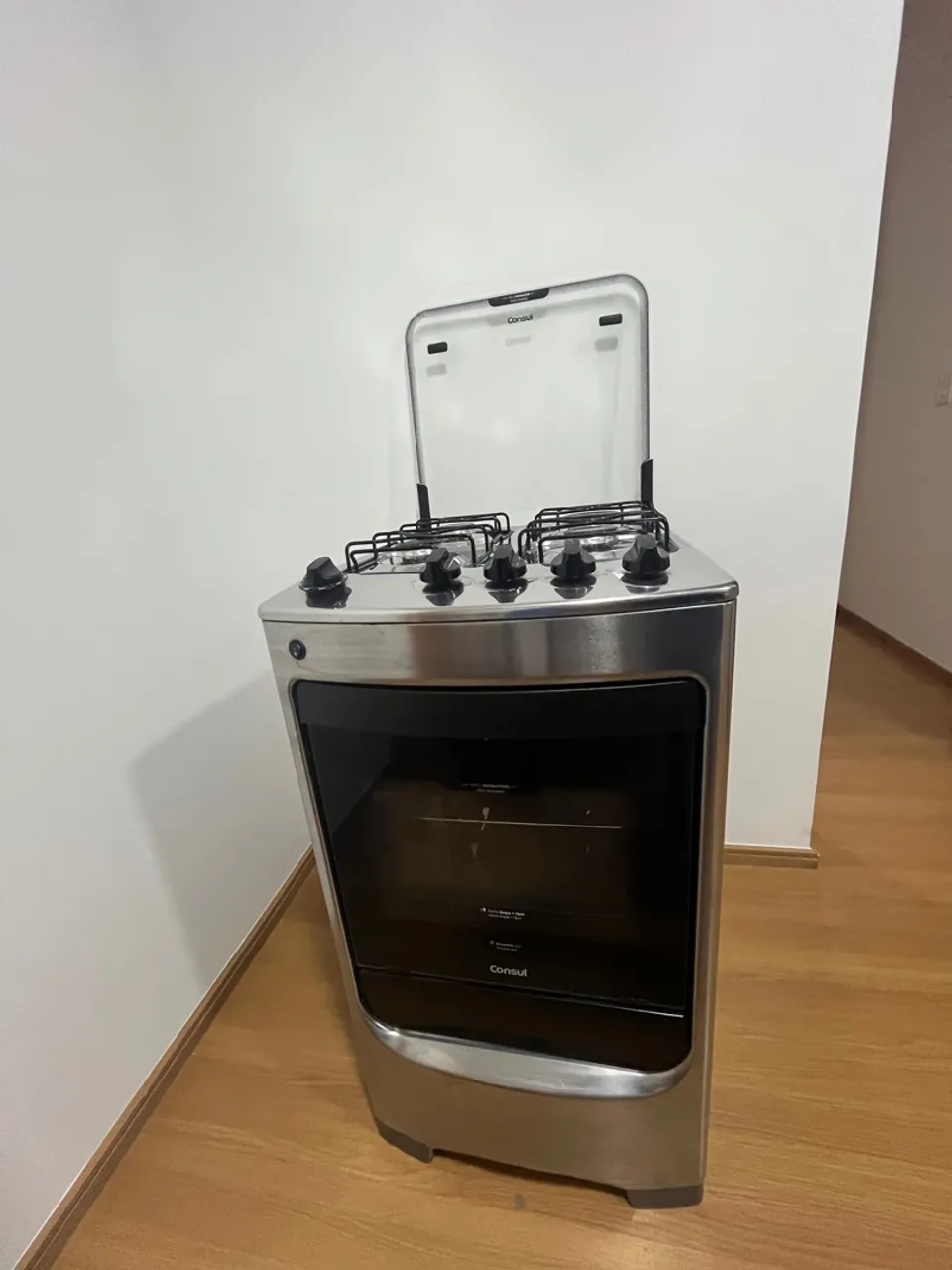 Fogão Consul 4 Bocas Inox com Tampa de Vidro