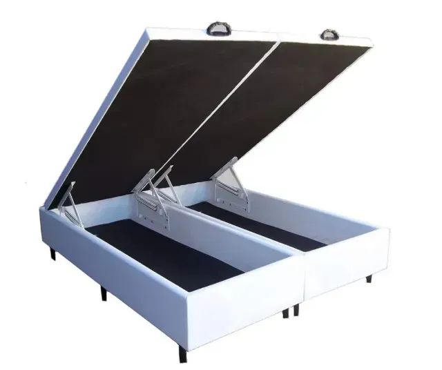 Base Box Baú Casal Bipartido Blindado Branco - Entrega Rápida! 