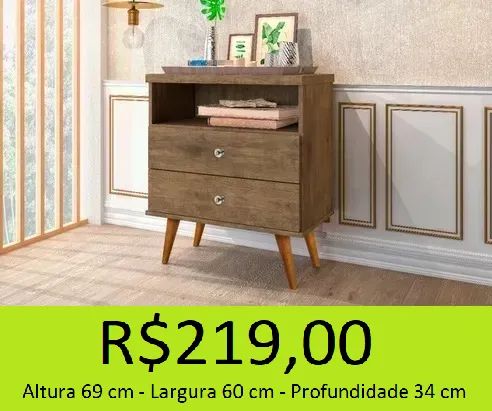 MESA DE CABECEIRA DUAS GAVETAS COM ESTILO RETRÔ - Foto 3