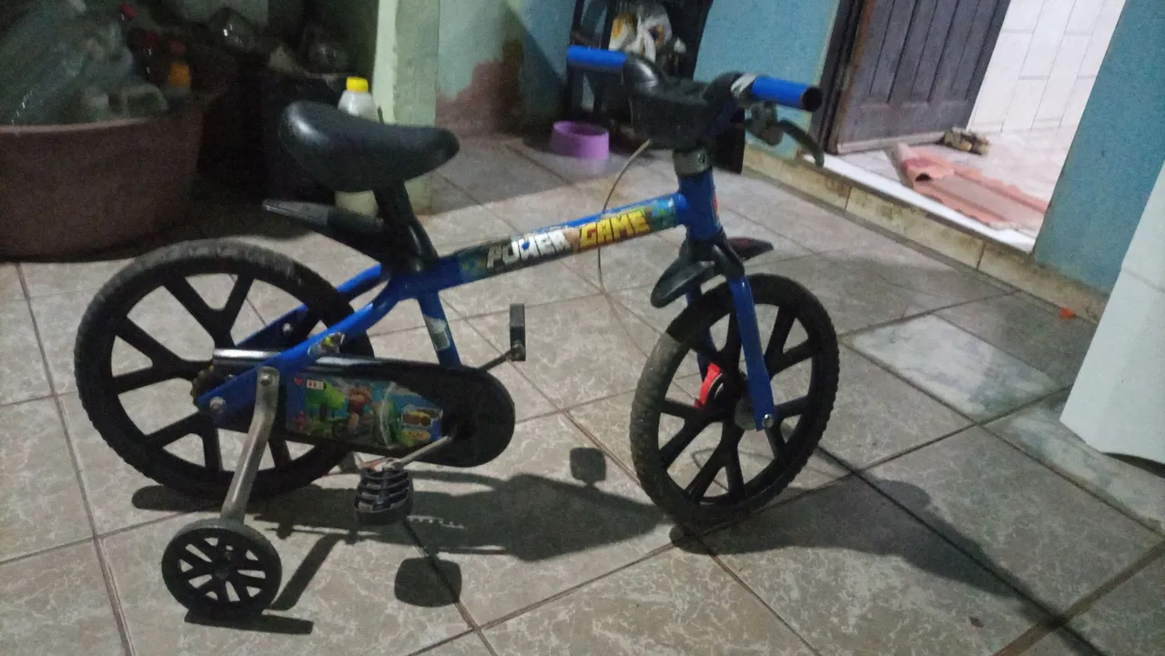 Bicicleta Infantil Azul Power Game com Rodinhas