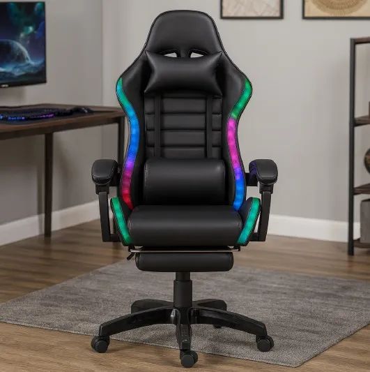 Cadeira Gamer LED Profissional Setup Jogos Escritório Executiva Confortável Premium