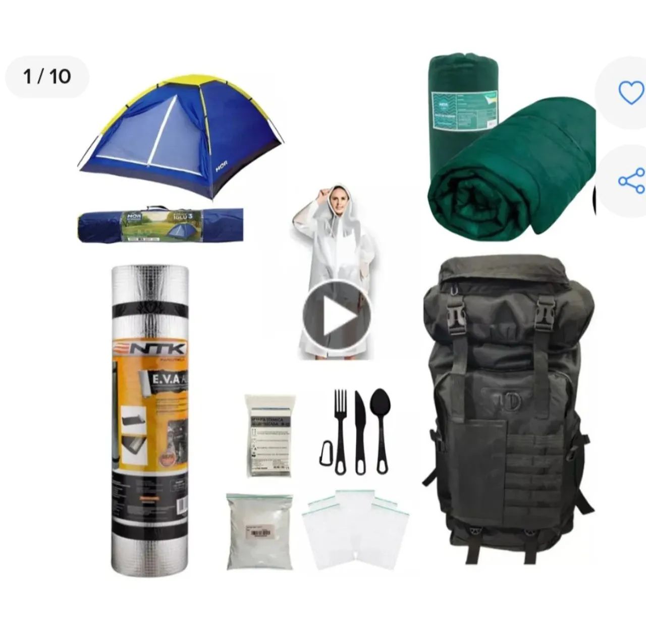 Kit legendário Completo barraca mochila saco dormir - Novo!