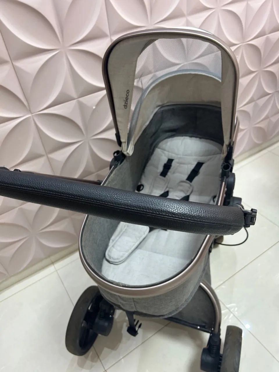 Carrinho de bebê 360 Galzerano Dzieco Rose Cinza completo  - Foto 3