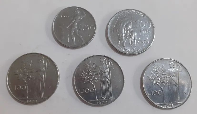 Lote 5 Moedas Antigas - Itália