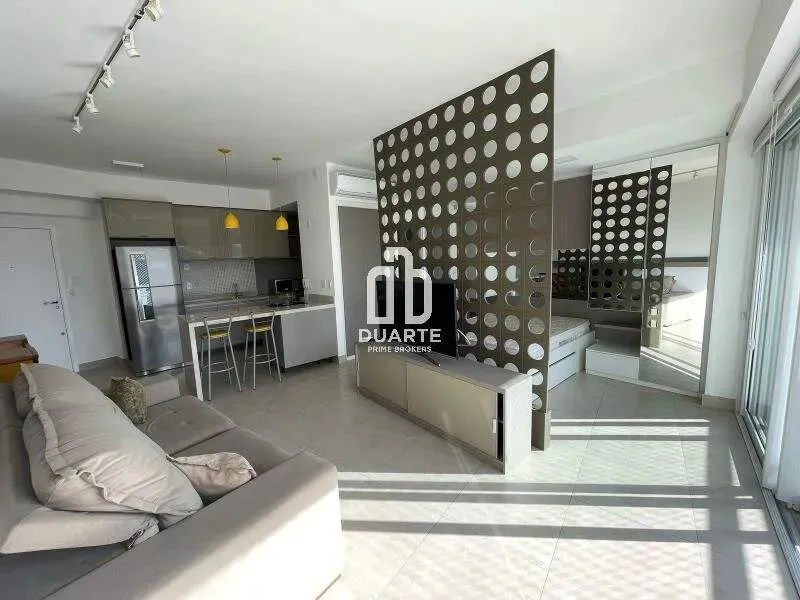 Studio mobiliado com vista para o mar no Unlimited, alto padrão na orla da Pompeia - Santo