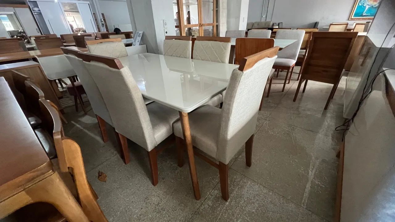 Mesa de jantar moderna com 6 cadeiras madeira  - Foto 2