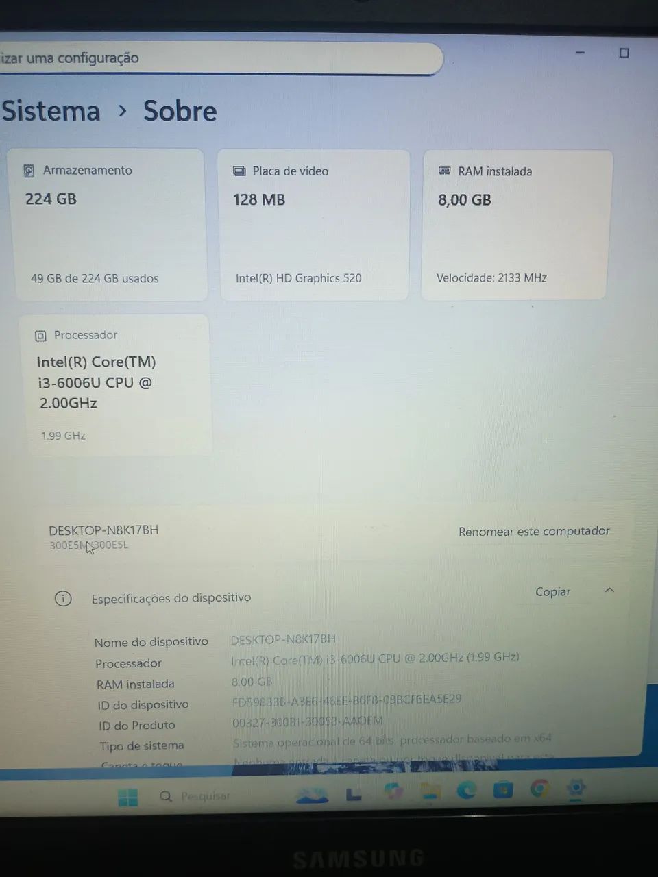 Notebook Samsung Core i3 6006U 8GB DDR4 SSD 256GB Conservadíssimo Entrego Anápolis Gyn - Foto 2