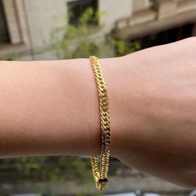 Pulseira Grumet Dupla 4,3mm (Fecho Gaveta) (Banho Ouro) 