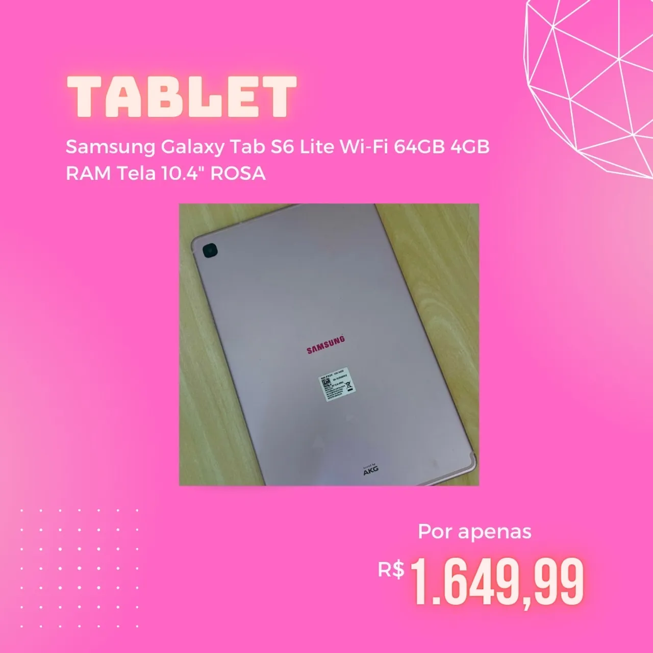 Tablet Samsung Galaxy Tab S6 Lite (2024) 64gb 4gb Ram Wifi Cor Rosa