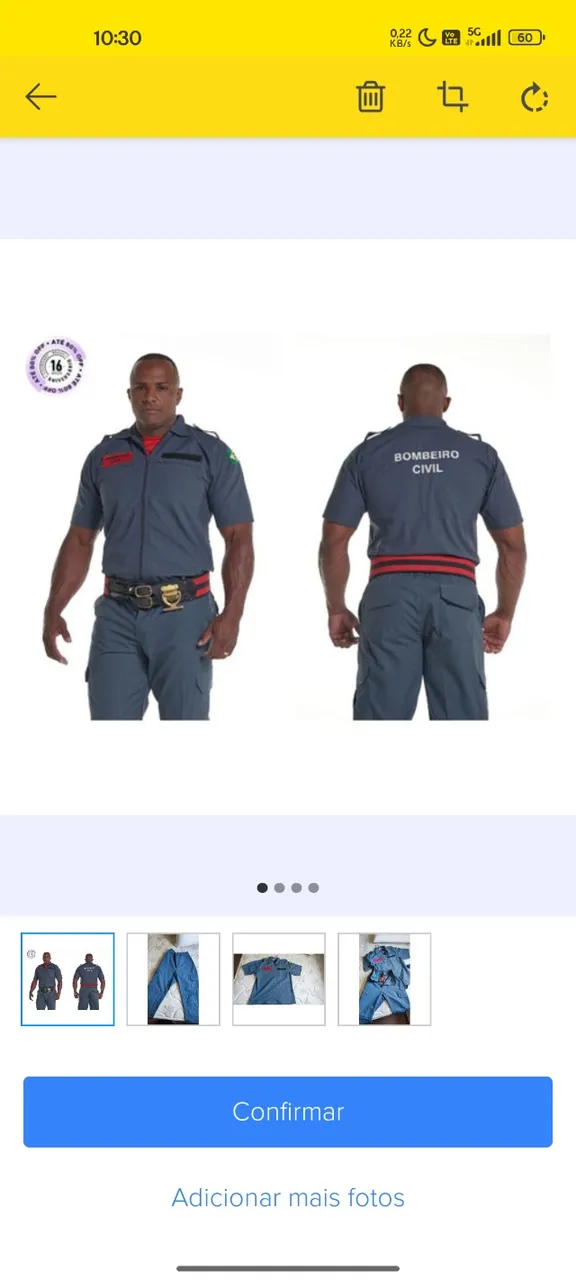 Uniforme de bombeiro seminovo