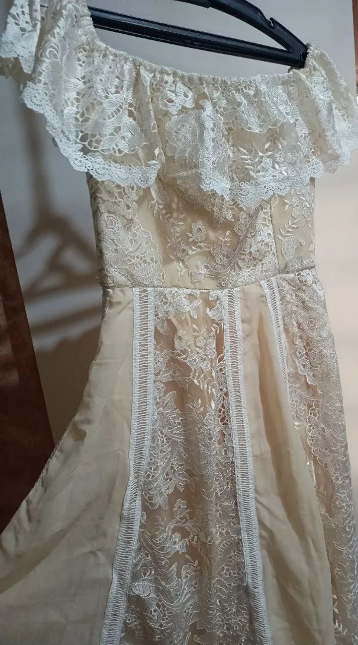 Vestido bege/renda - Foto 2