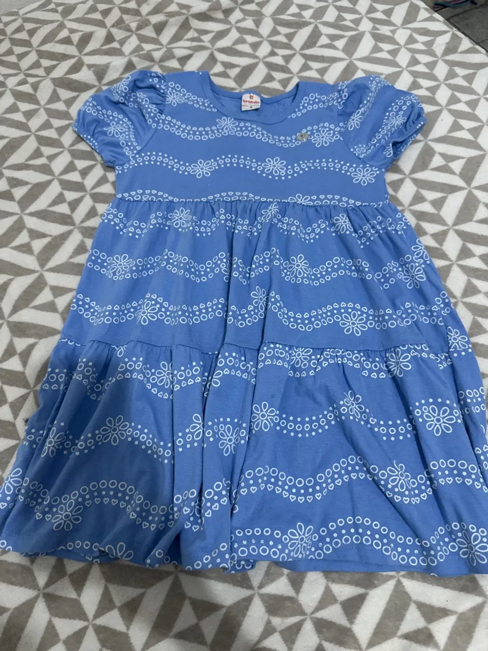 Vestido Azul Infantil com Detalhes Florais