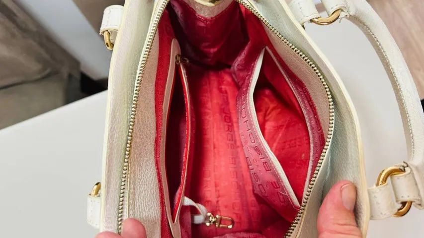 Bolsa Jorge Bischoff Couro Mão Bege - Foto 4