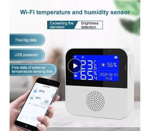 Sensor De Umidade Temperatura Tuya Wifi Inteligente Higrômetro Termômetro COD-AM491  - Foto 2