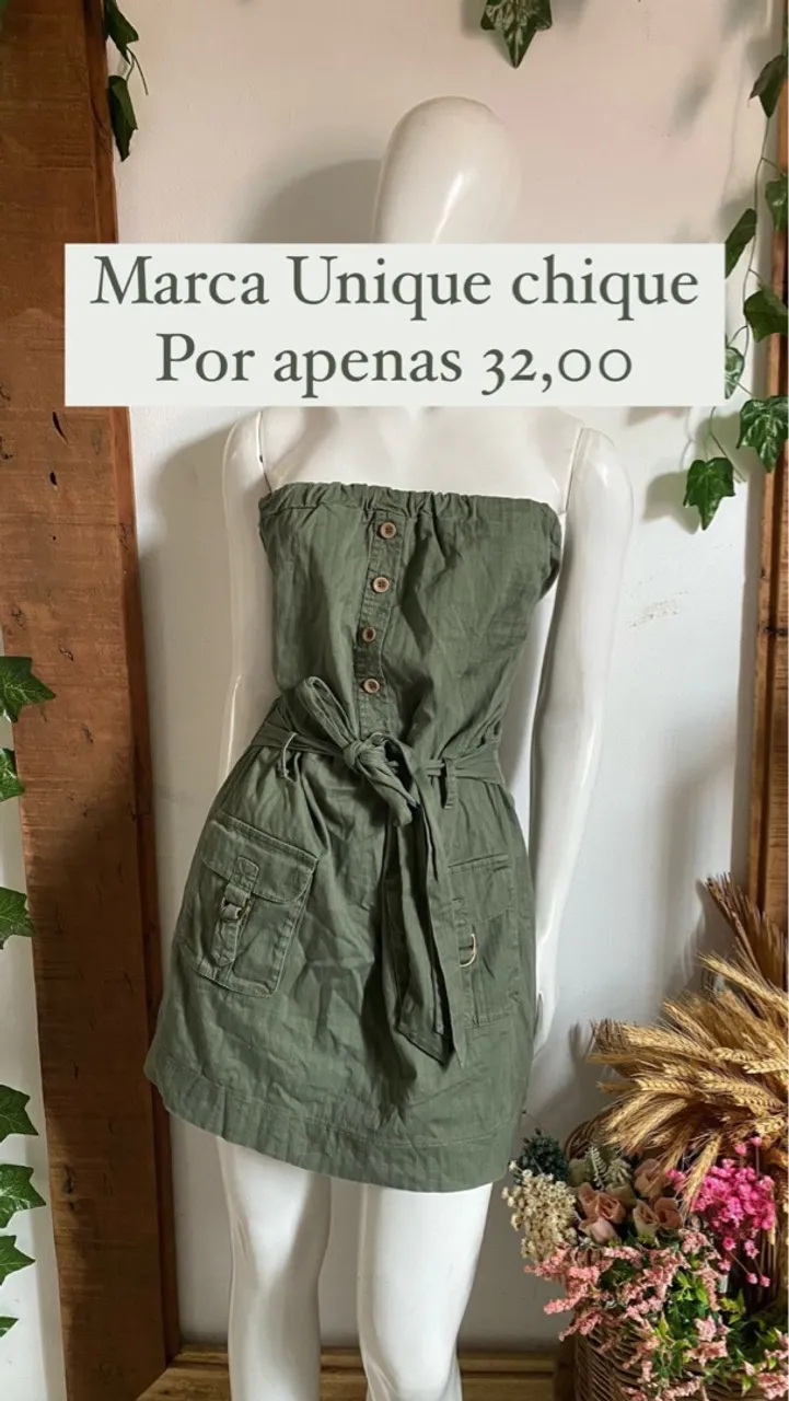 Vestido Unique Chique (Verde Militar) tamanho M ao G