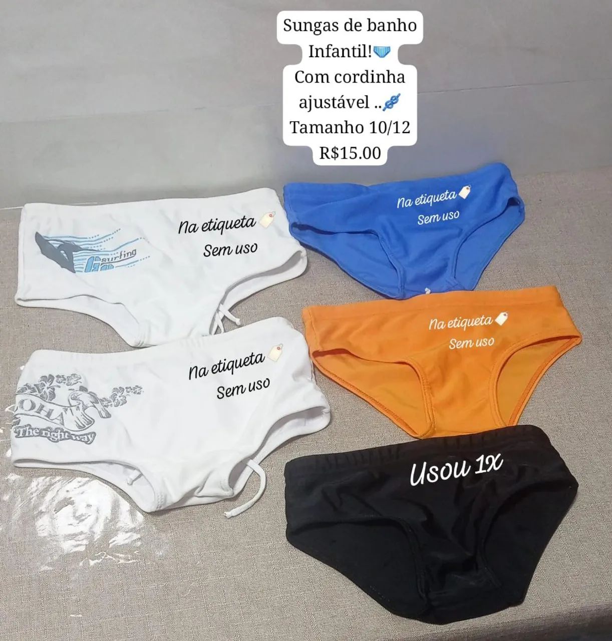 Sungas de banho infantis 10/12 - Novas e usadas