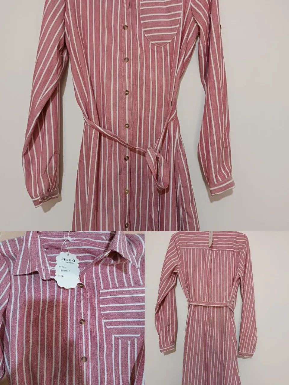 Vestido Chemise Listrado 