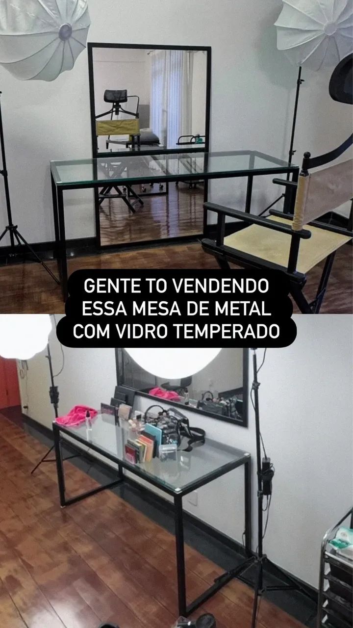 mesa de vidro com metal - Foto 3