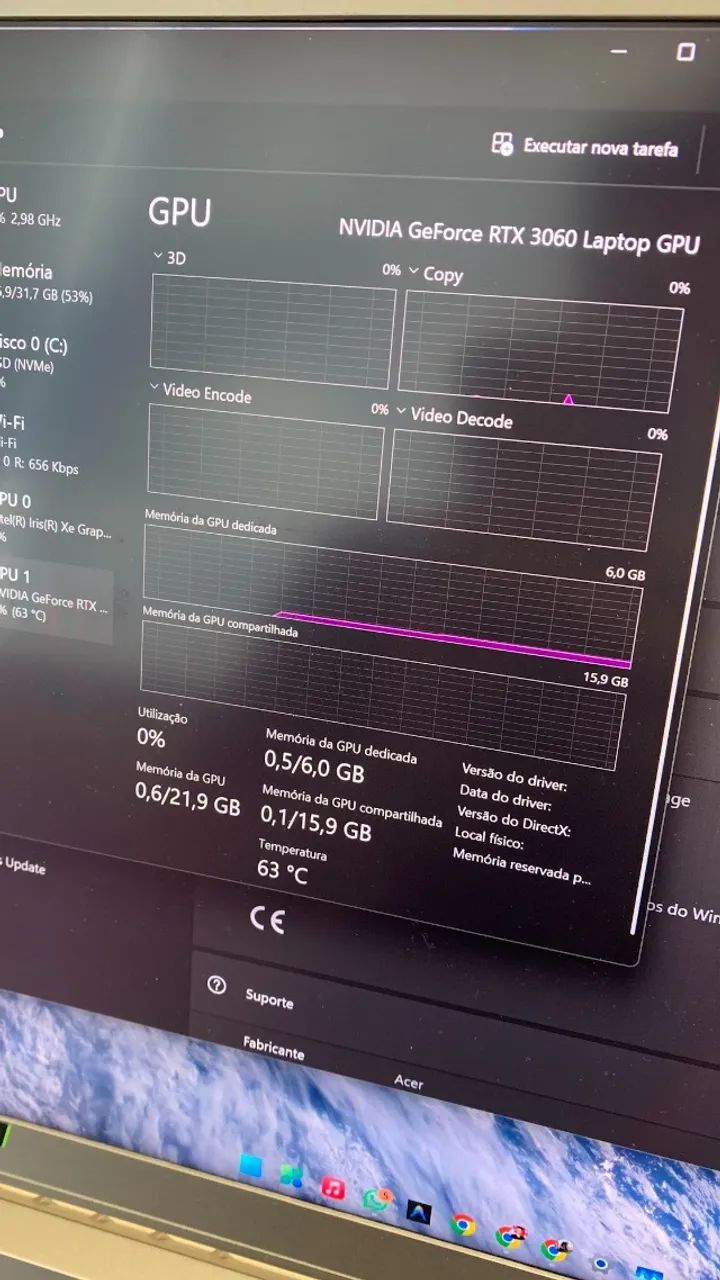 Notebook Acer Predator Triton 300 com 32 gb RAM GeForce RTX? 3060 - Foto 2