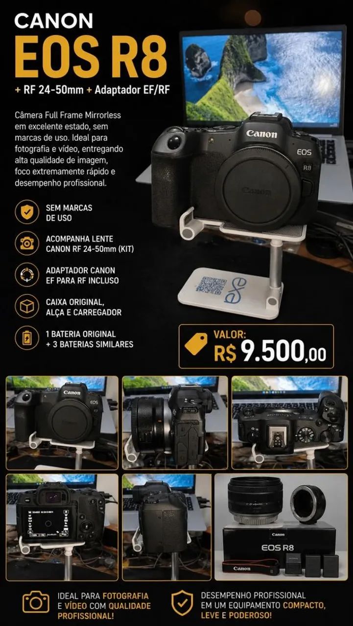 Canon EOS R8 + Adaptador + Lente 24-50
