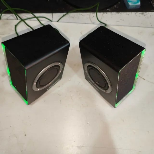 Caixa de som para pc gamer led verde 20W rms USB - Foto 2