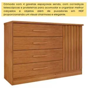Cômoda Cabeceira Cama Barcelona 4 Gavetas
