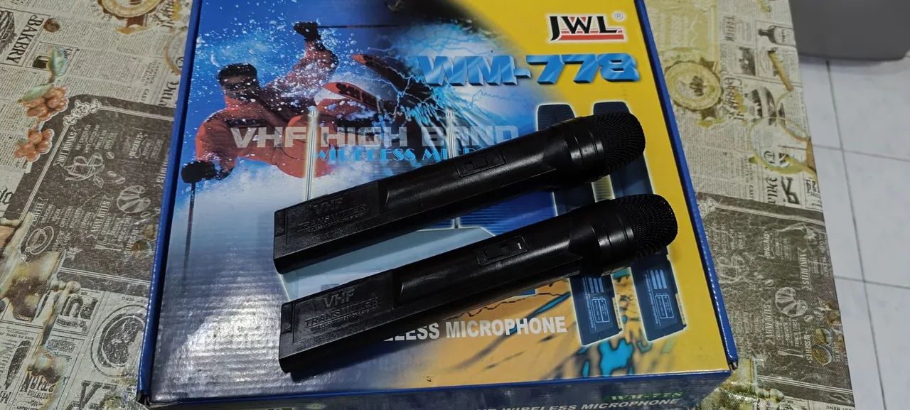 Microfone sem fio duplo VHF