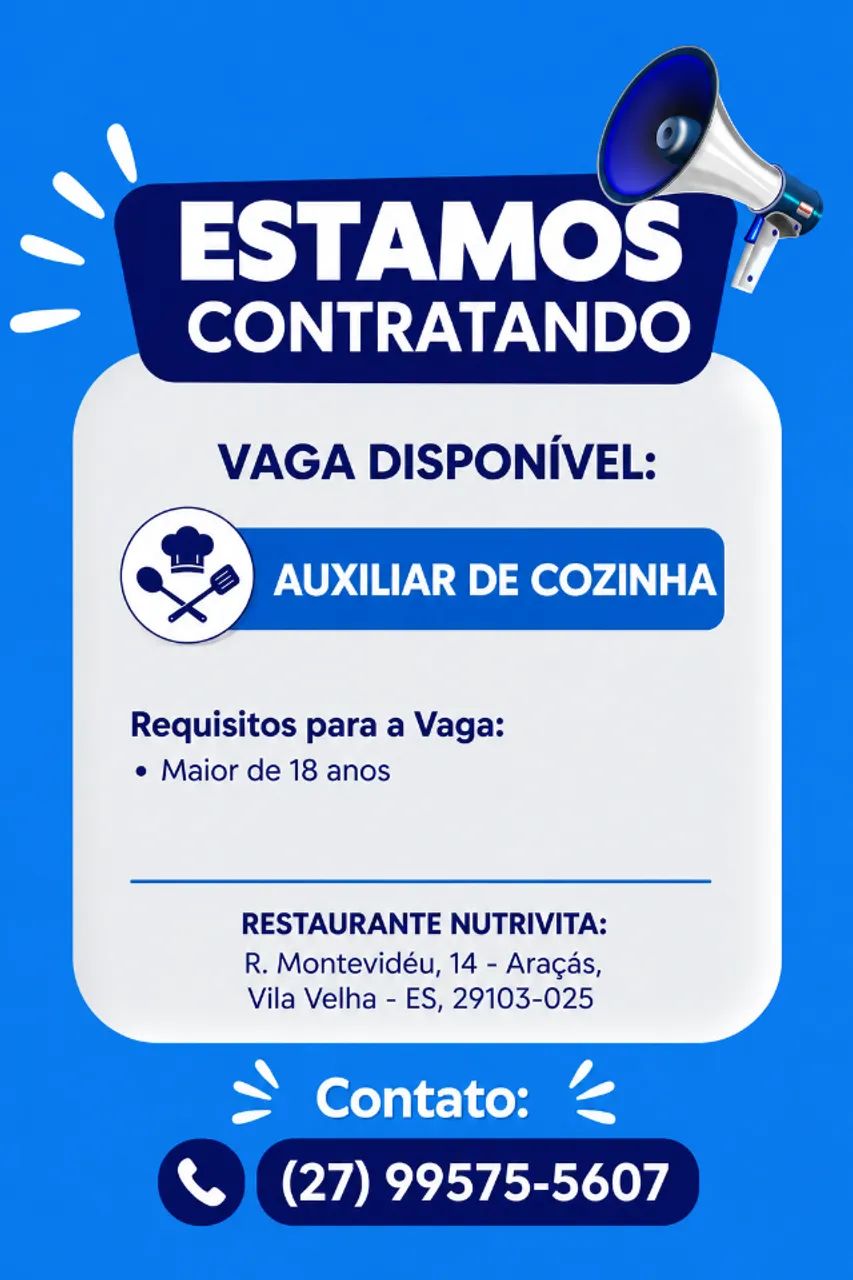 Vaga Auxiliar de Cozinha