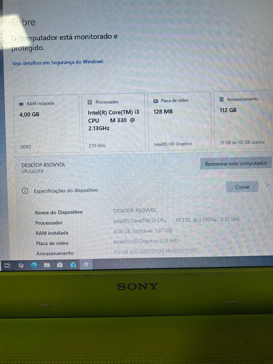 Notebook Sony Vaio PCG 61311X