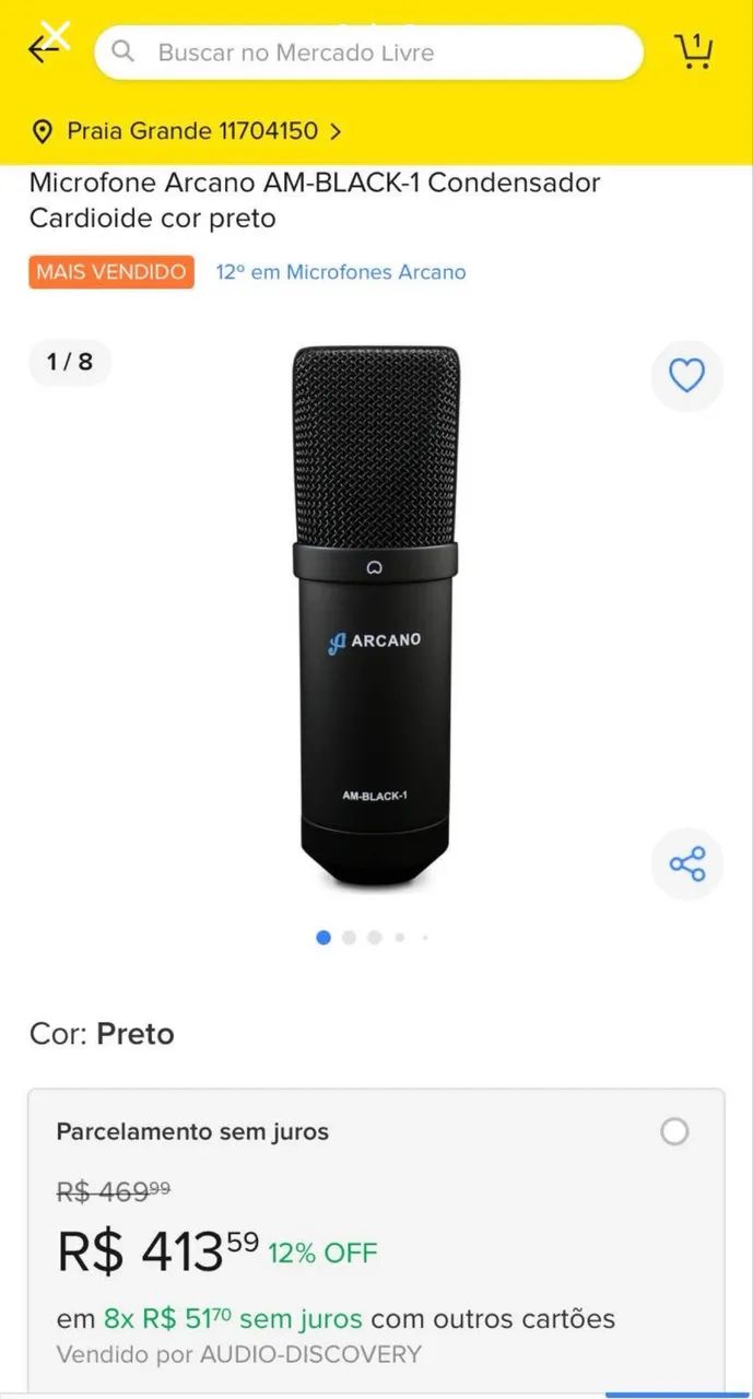 MICROFONE CONDENSADOR ARCANO AM BLACK - Foto 3