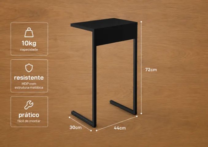 Mesa De Apoio Preta Para Sofá E Notebook - Foto 2