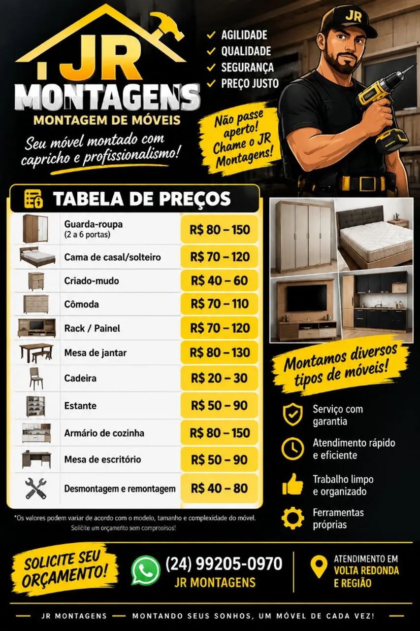? JR MONTAGENS - MONTAGEM DE MÓVEIS COM QUALIDADE, AGILIDADE E PREÇO JUSTO! ? - Foto 2